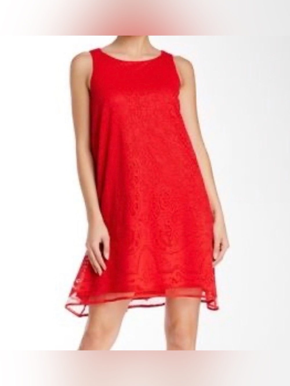 Max Studio Red Lace Overlay Shift Dress Size S Cocktail Party Wedding Guest